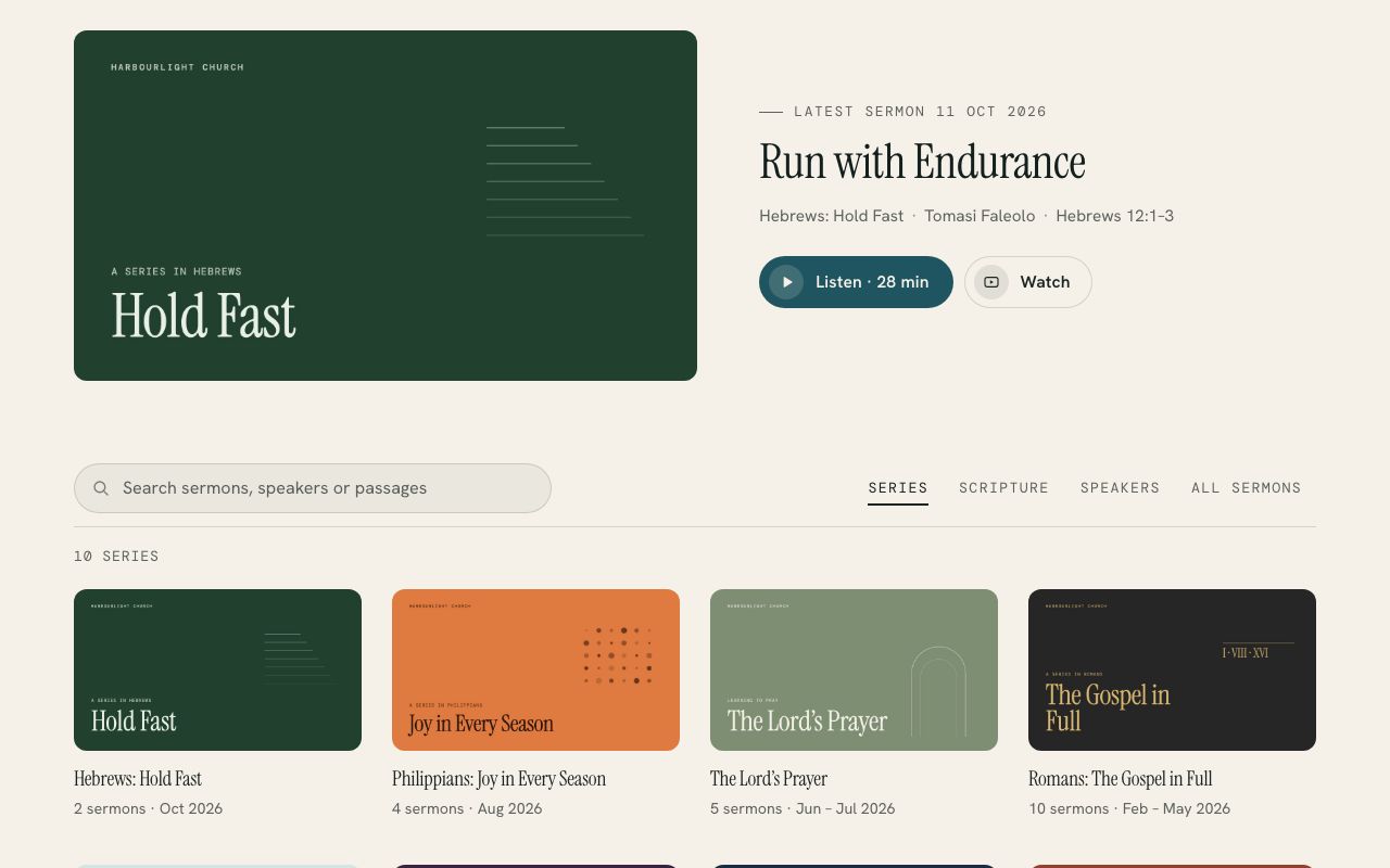 Sermon Shelf running on a demo website